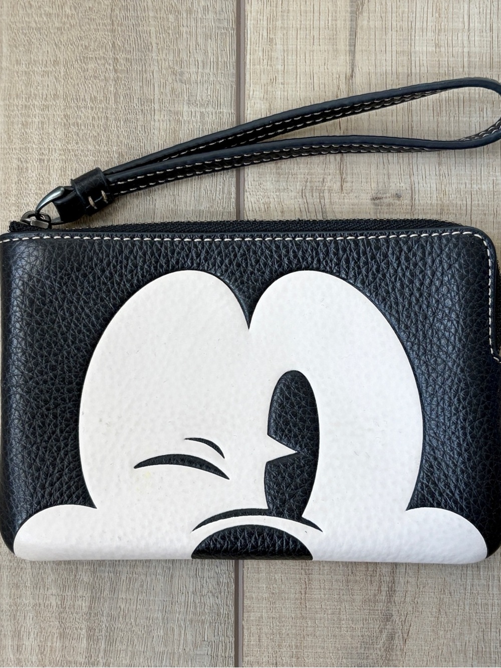 Coach Disney Mickey Mouse Winky Face Corner Zip Wristlet - Picture 3 of 5